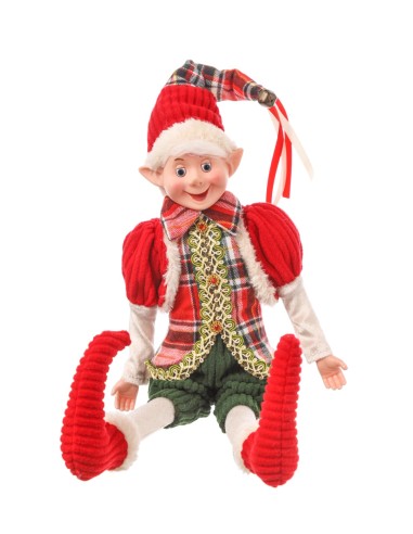 Christmas Decoration Santa's Elf With Red And Green Dress 45cm