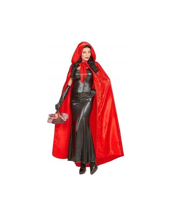 Red Hooded Cape In Satin 145cm - Carnival/Halloween Accessories