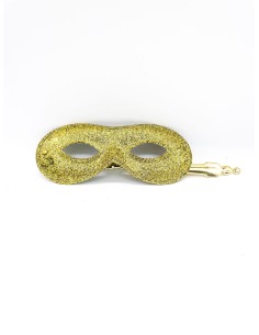 Eyemask Glitter Gold With Rod Carnival Masks