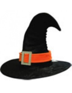 Cappello Da Strega Effetto Velluto Con Cintura Costume Halloween 45cm