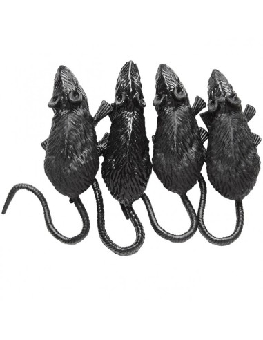 Fake Mice Black 7.5cm 4pcs Halloween Tricks