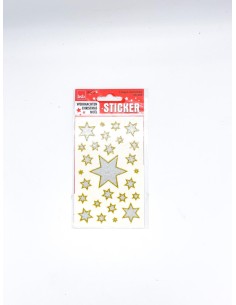 Christmas Stickers Silver And Gold Stars With Glitters