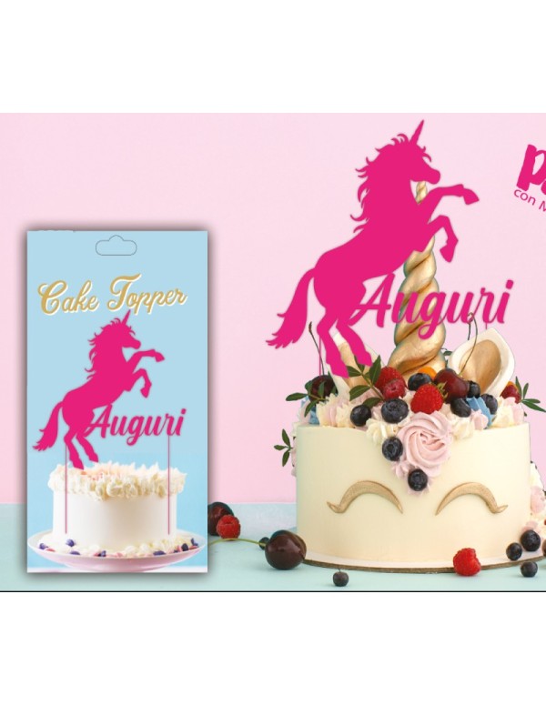 Pink Unicorn Birthday Cake Topper
