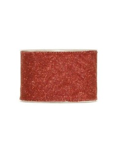 Red Glitter Fabric Ribbon 63mmx10m