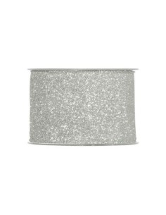 Silver Glitter Fabric Ribbon 63mmx10m
