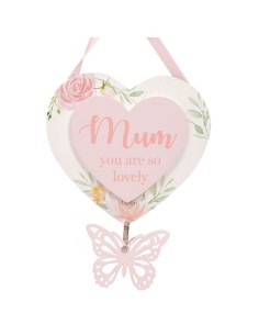 Mother's Day Wooden Heart Plaque With Butterfly