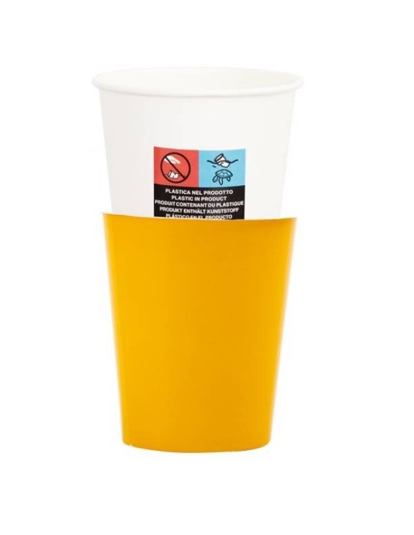 White And Yellow Plastified Paper Cups 250cc 8pcs