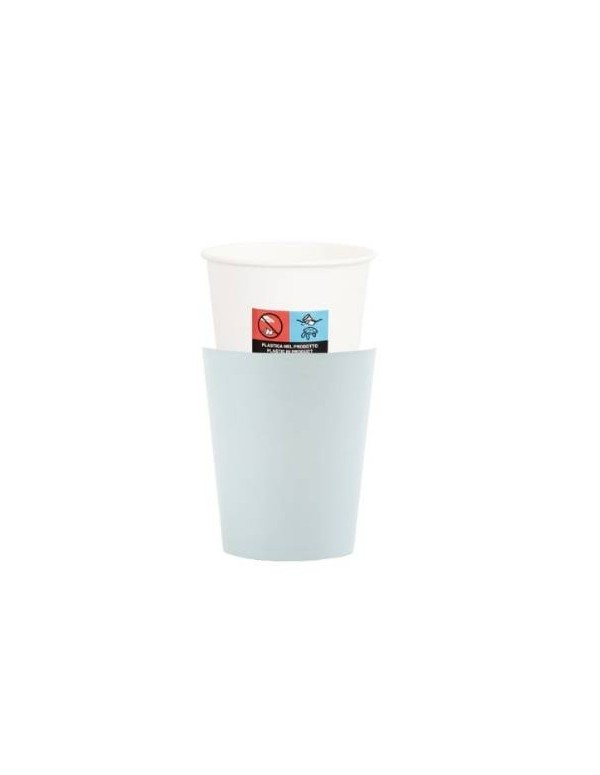 White And Light Blue Plastified Paper Cups 250cc 8pcs