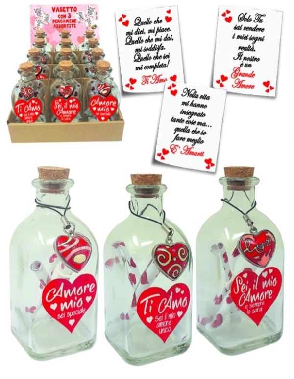 Valentine Glass Bottles With Romantic Phrases