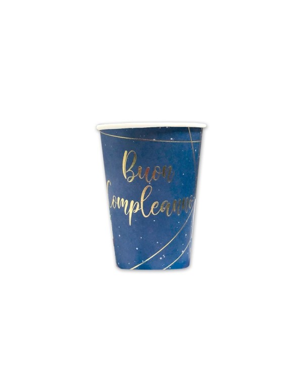 Paper Cups Buon Compleanno Gold And Blue