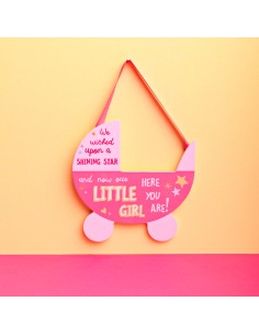 Pink Pram Hanging Plaque Little Girl