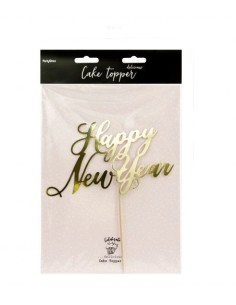 "Happy New Year" Gold Cakes Toppers Decorations