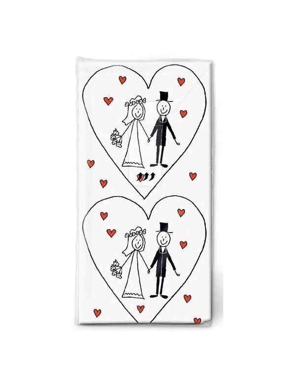 Paper Handkerchiefs with Bride and Groom Dim.21,5x22 - 10pcs
